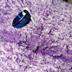 Spinner ring for aniexty stress relief fidget titanium steel size 8 blue